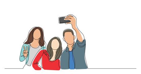 group of happy young friends making selfie colored - PNG image with transparent background