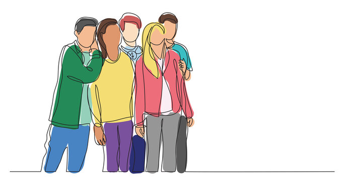 group of friends teenagers standing together colored - PNG image with transparent background
