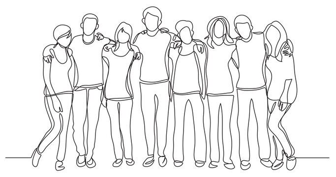 high school class of friends standing together - PNG image with transparent background