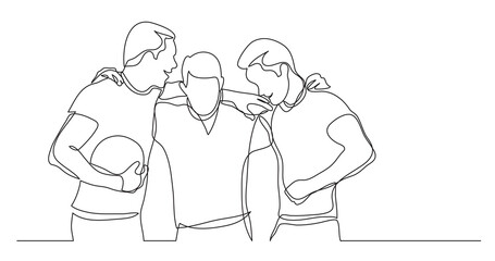 team of young male athletes standing together holding ball - PNG image with transparent background