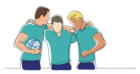 team of young male athletes standing together holding ball colored - PNG image with transparent background