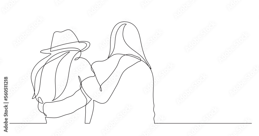 Poster two standing friends hugging - png image with transparent background