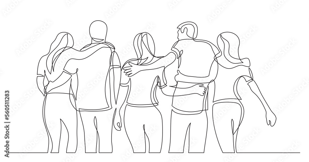 Wall mural young friends standing together holding hands - PNG image with transparent background