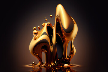 abstract golden liquid splash. Generative Ai