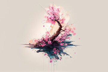 Cherry blossom, sakura tree. Generative Ai