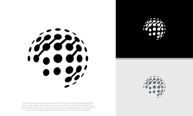 Abstract artificial intelligence logo. Innovative high tech logo template. Smart computer. machine learning. Cognitive logo. Technology Logo.	
