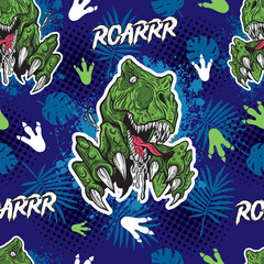 Dino pattern, dinosaur illustration, roar, print for textile 