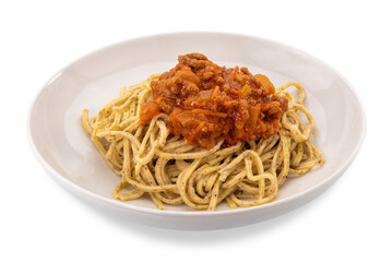 Piedmontese tajarin, Italian tagliolini (noodles) made with flour pasta, eggs and truffles topped...