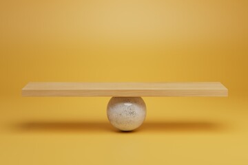 the concept of maintaining balance. a ball on which is a balancing board. copy paste. 3D render