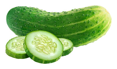 Isolated cut cucumber