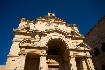 Fototapeta na wymiar Valletta, Malta. October 7, 2022. Church of Saint Catherine of Italy, built in 1576 by the Knights of Saint John