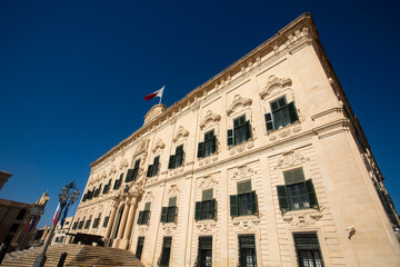 Obraz premium Valletta, Malta. October 7, 2022. The Castilla Hostel is a building located in Valletta, Malta. Now houses the Prime Minister's Office