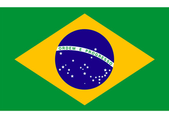 Bandera de brasil en fondo blanco.