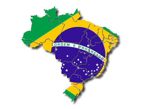 Mapa de brasil con su bandera. 