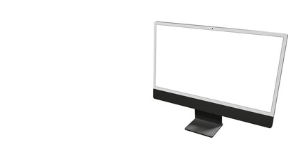 Realistic flat screen computer monitor 3de style mockup with blank screen isolated 3d - modern