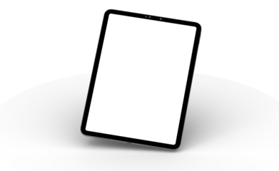 Photo 3D brandless tablet with empty screen isolated