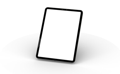 3D brandless tablet with empty screen isolated on white background - obrazy, fototapety, plakaty