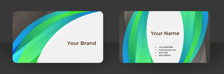 Double-sided creative business card template. Landscape orientation and horizontal layout. Vector illustration