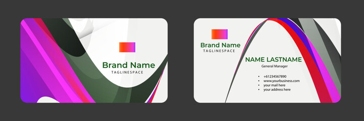 Double-sided creative business card template. Landscape orientation and horizontal layout. Vector illustration