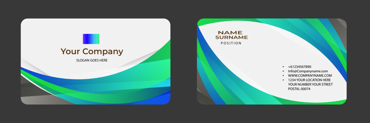 Double-sided creative business card template. Landscape orientation and horizontal layout. Vector illustration