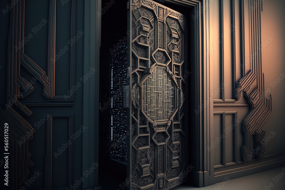 Poster operating a server for latticed doors. generative ai