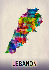 Lebanon Map in Watercolor