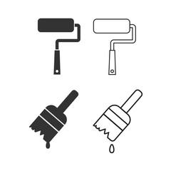 Painting roller icon. brush tools set line and background vector ilustration.