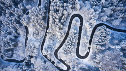 windy road in winter