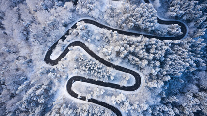 windy road in winter