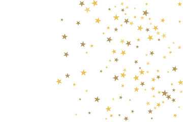 Star confetti. Gold casual confetti background. Bright design pattern.
