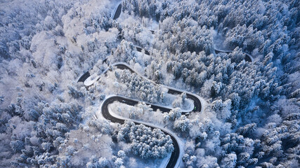 windy road in winter