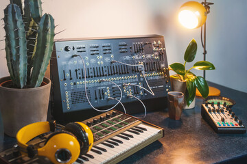 Vintage synthesizer recording studio 