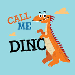 Cute dinosaur. Best for children designs, tees, birthday flyers and invitations. Dino party template. vector illustration.