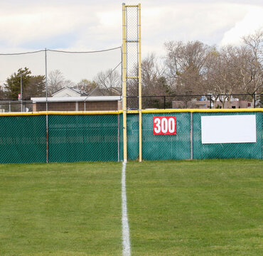 Looking Down The Third Base Foul Line To The Foul Pole Of A Baseball Field