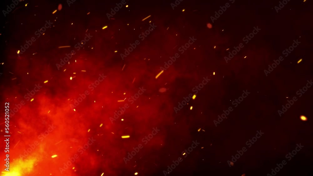 Poster abstract loop glow orange fire particles with smoke cloud flare explod flow to top right effect anim