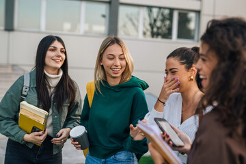 College friends enjoy hanging out after classes