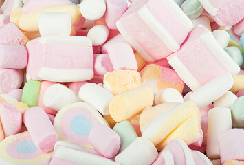 Sweet colored marshmallows candy as background