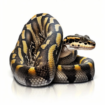 Black-headed python full body image with white background ultra realistic



