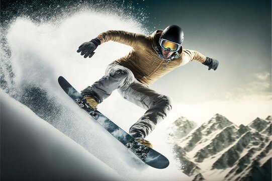 Snowboarder Jumping In The Air ,Generative AI