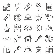 Barbeque outline icon set. The collection includes for mobile app web or site design.