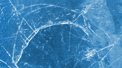 Brittle ice on the surface of a frozen river