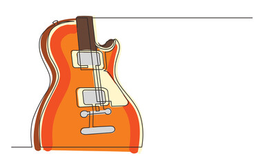 continuous line drawing electric guitar with two humbuckers colored - PNG image with transparent background