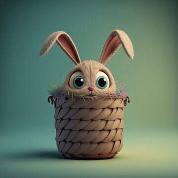 Easter Bunny in a Basket (Generative AI)