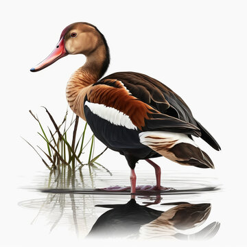 Black-Bellied Whistling Duck full body image with white background ultra realistic



