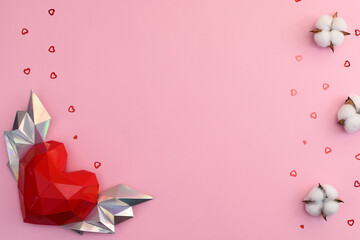 valentine's day layout with a heart and cotton flowers
