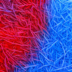 Abstract red blue stripe lined fiber grass texture