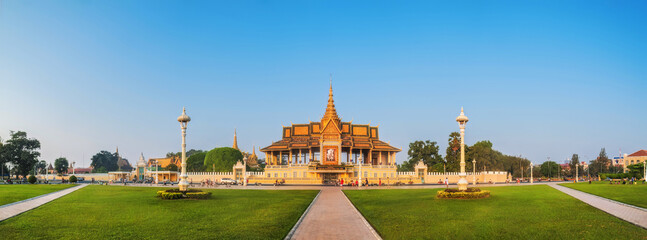 Panorama of the Moonlight Pavilion, Phnom Penh, Cambodia - obrazy, fototapety, plakaty
