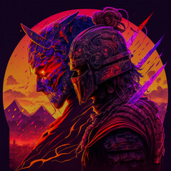 Obraz premium The spirit of the samurai after the battle