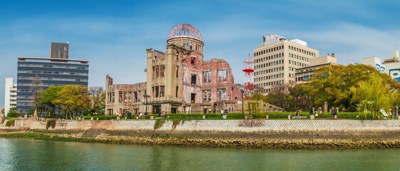 The A-Bomb Dome and city of Hiroshima, Japan