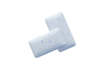 Two chewing gums isolated on white background. Mint bubble gums. Top view. 3d render